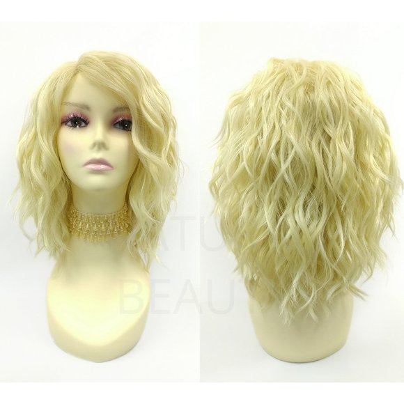 Blonde Lace Front Wavy Lob Heat Resistant Wig - Picture 1 of 5